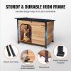 VEVOR Outdoor Dog House, Waterproof Insulated Dog House with Elevated Floor, Anti-Bite Wood Dog House Outdoor Iron Frame, Open Roof