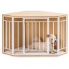 Mewoofun Wooden and Metal Dog House for Small/Medium Dog Crate Furniture Pets